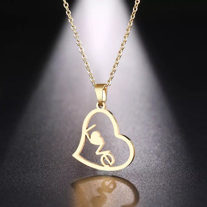 Hollow Love Heart Stainless Steel Necklace