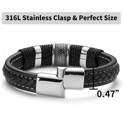 Black Leather Braided Cuff Bracelet (#BXG2031-2033)