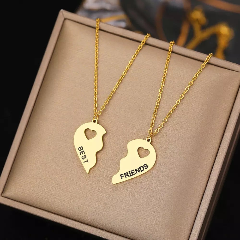 Heart Best Friends Stainless Steel Necklace Set