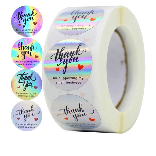 50pcs 1.5" Holographic Thank You Stickers - Type 1
