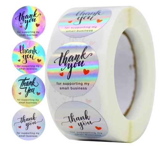 1.5" Holographic Thank You Stickers - Type 1