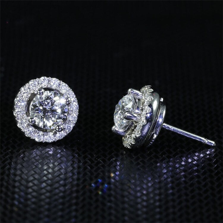 Round Stud Cubic Zirconia 925 Sterling Silver Earrings