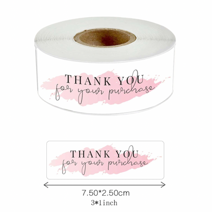 25pcs 1"x3" Rectangle Thank You Stickers