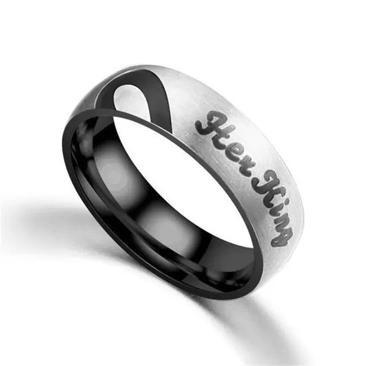 Her King Spliced Heart Stainless Steel Couples Ring