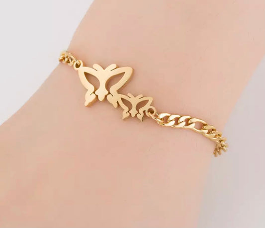 Double Butterfly Stainless Steel Bracelet